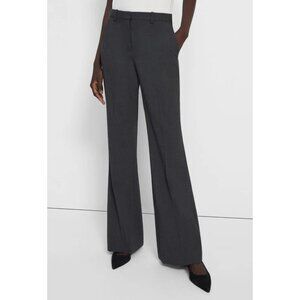 NWT THEORY DEMITRIA 4 MID-RISE FLARE-LEG STRETCH WOOL PANT CHARCOAL MELANGE 18